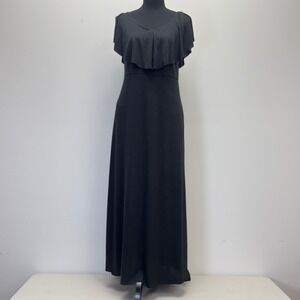 Soft Surroundings‎ Black Maxi Dress Womens PXS Sleeveless Ruffle V Neck - READ